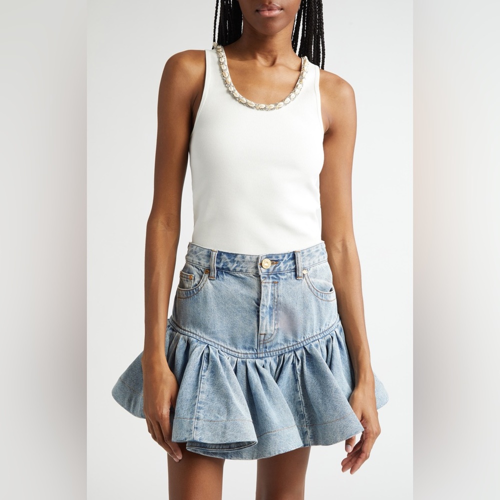 NWT Zimmermann Illuminate Crystal Shell Embellished stretch Rib Tank Top 2 US8